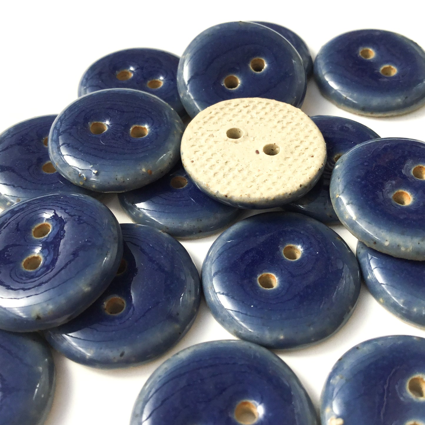 Navy Blue Stoneware Button  3/4"