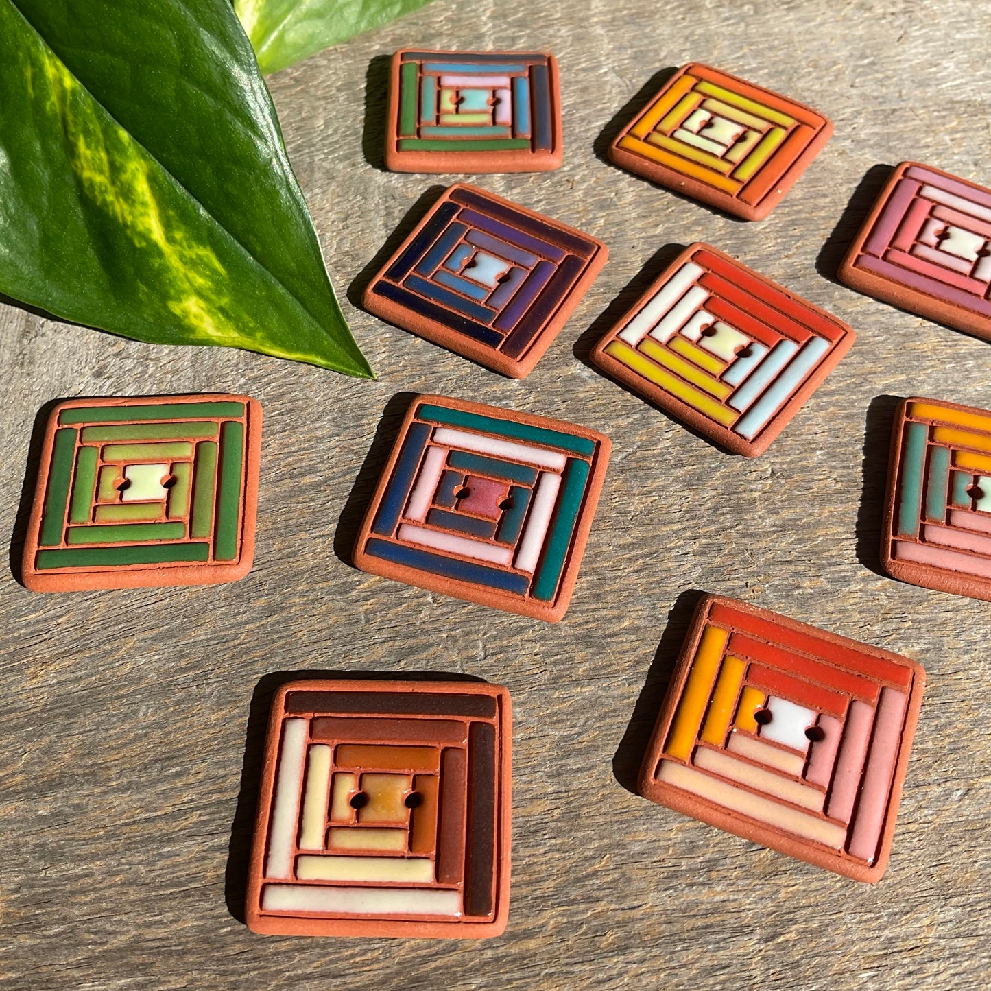 Log Cabin Quilt Button 1”