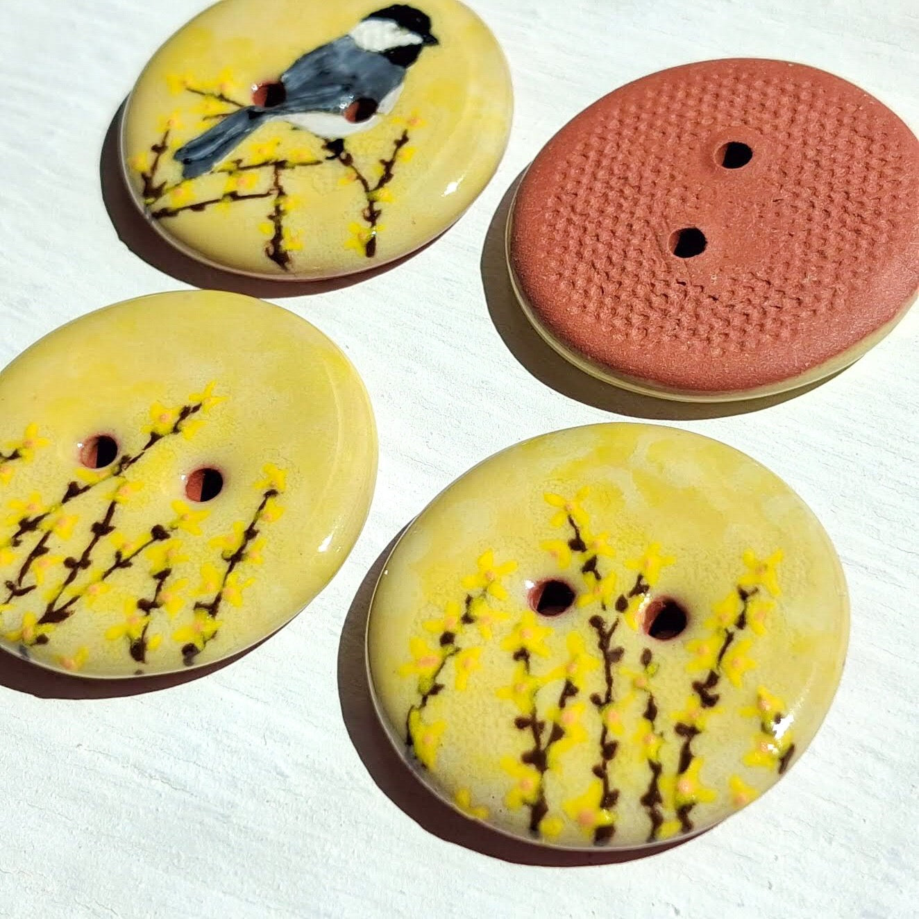 ‘Sunny Morning Chickadee’ 1-1/16” one-of-a-kind 4-pack