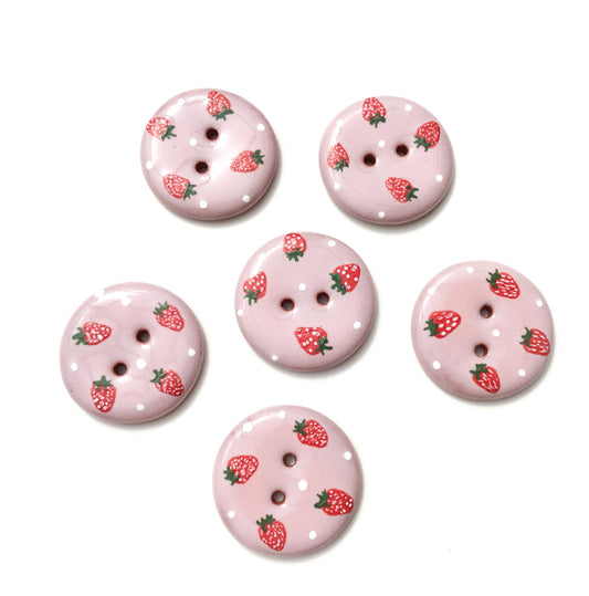 'Strawberry Shake' Ceramic Button  1-1/16"
