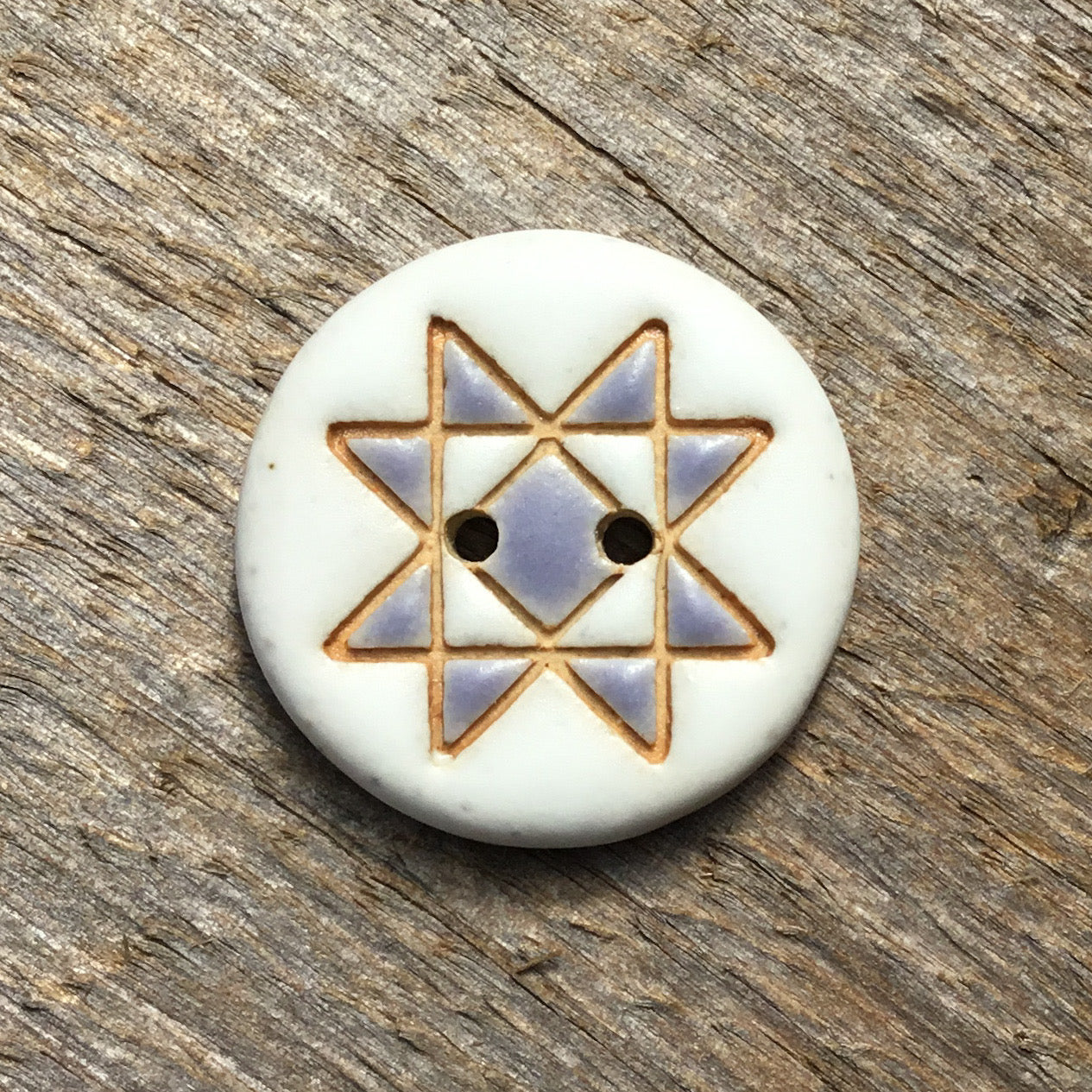 Ohio Star Quilt Block Stoneware Button  ‘Solid Mattes’  7/8”