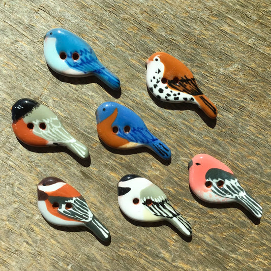 Ceramic Perching Songbird Button *NEW SPECIES! 1/2” x 1-1/8"