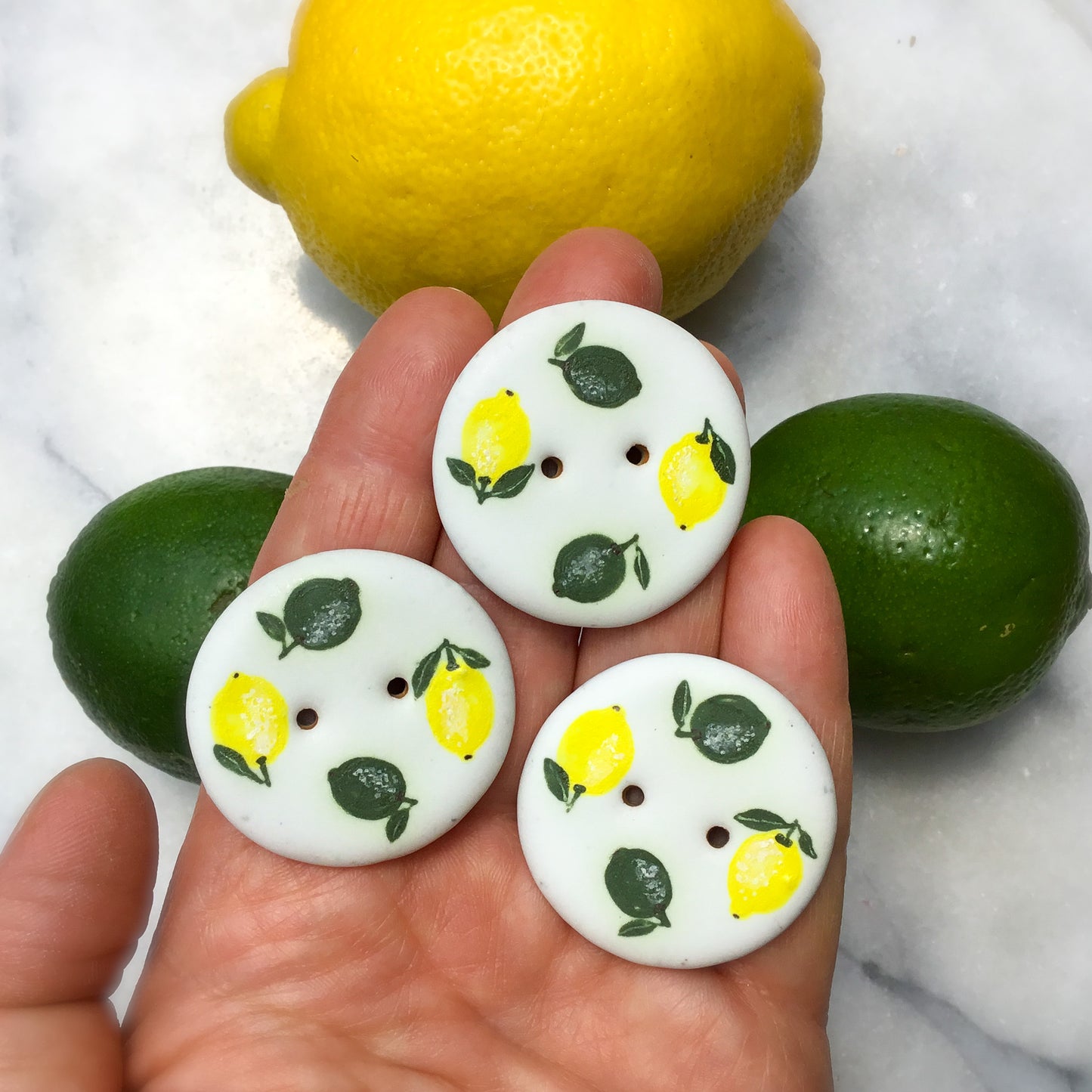 ‘Fruit Salad’ Stoneware Fruit Buttons  1-3/8”