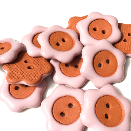 LOOPSIE DAISY Red Clay Button 'Pink' 7/8”