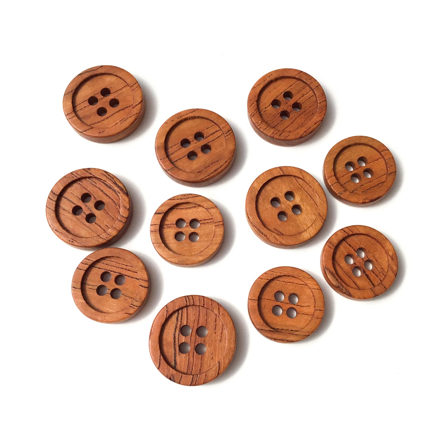 Four Hole Inset Button - Mineral Streaked Cherry Wood  - 2 sizes