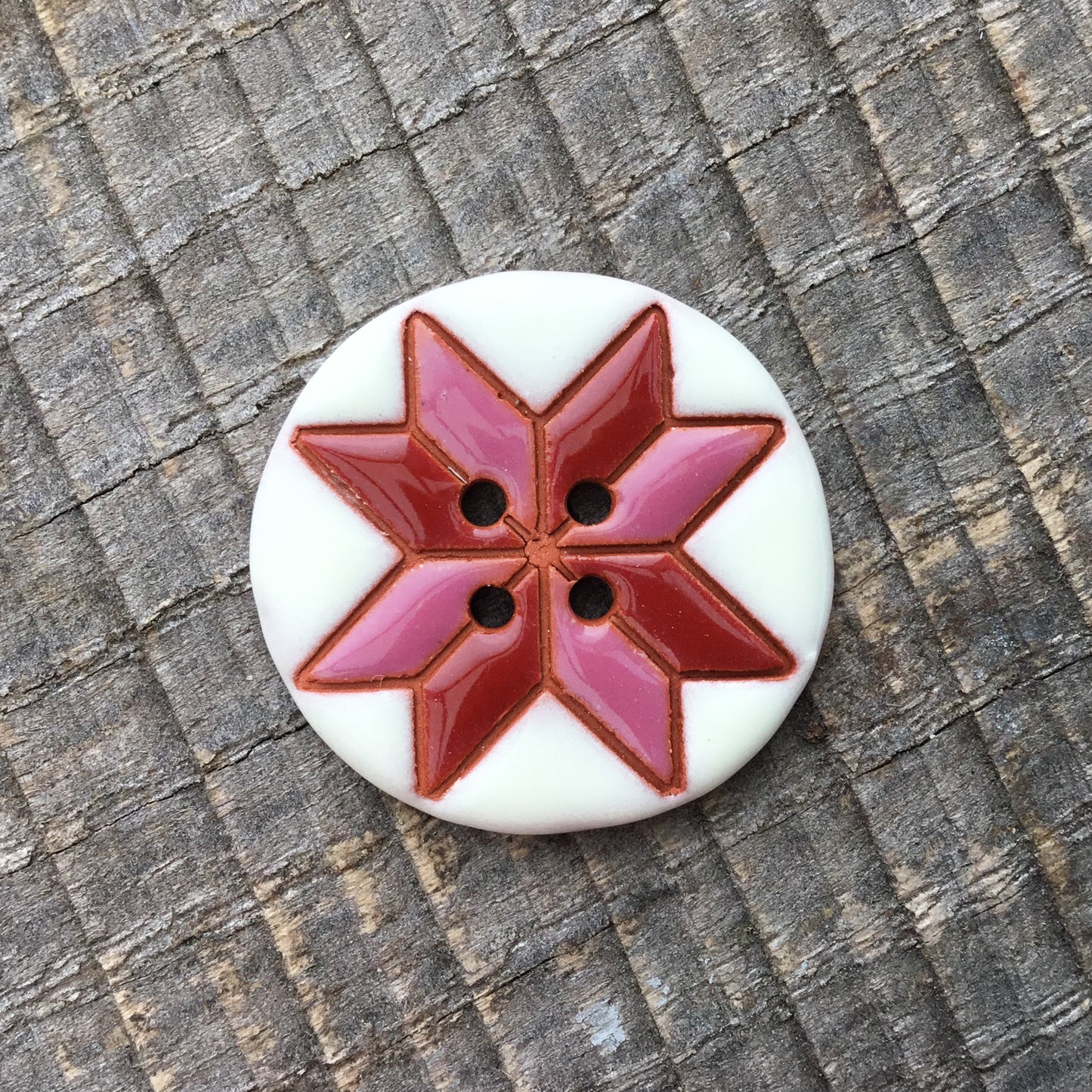 Eight Point Star Quilt Block Button 1-1/16"