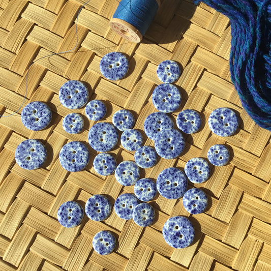 Blue Splatterware Stoneware Button - 4 sizes