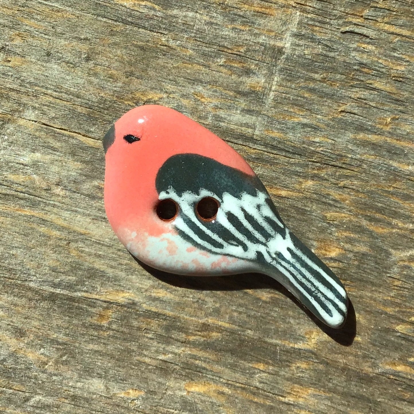 Ceramic Perching Songbird Button *NEW SPECIES! 1/2” x 1-1/8"