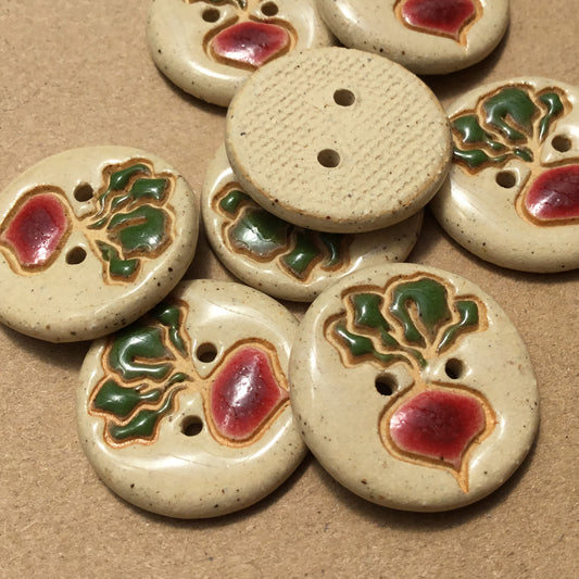 Natural Garden Beet Stoneware Button  7/8”