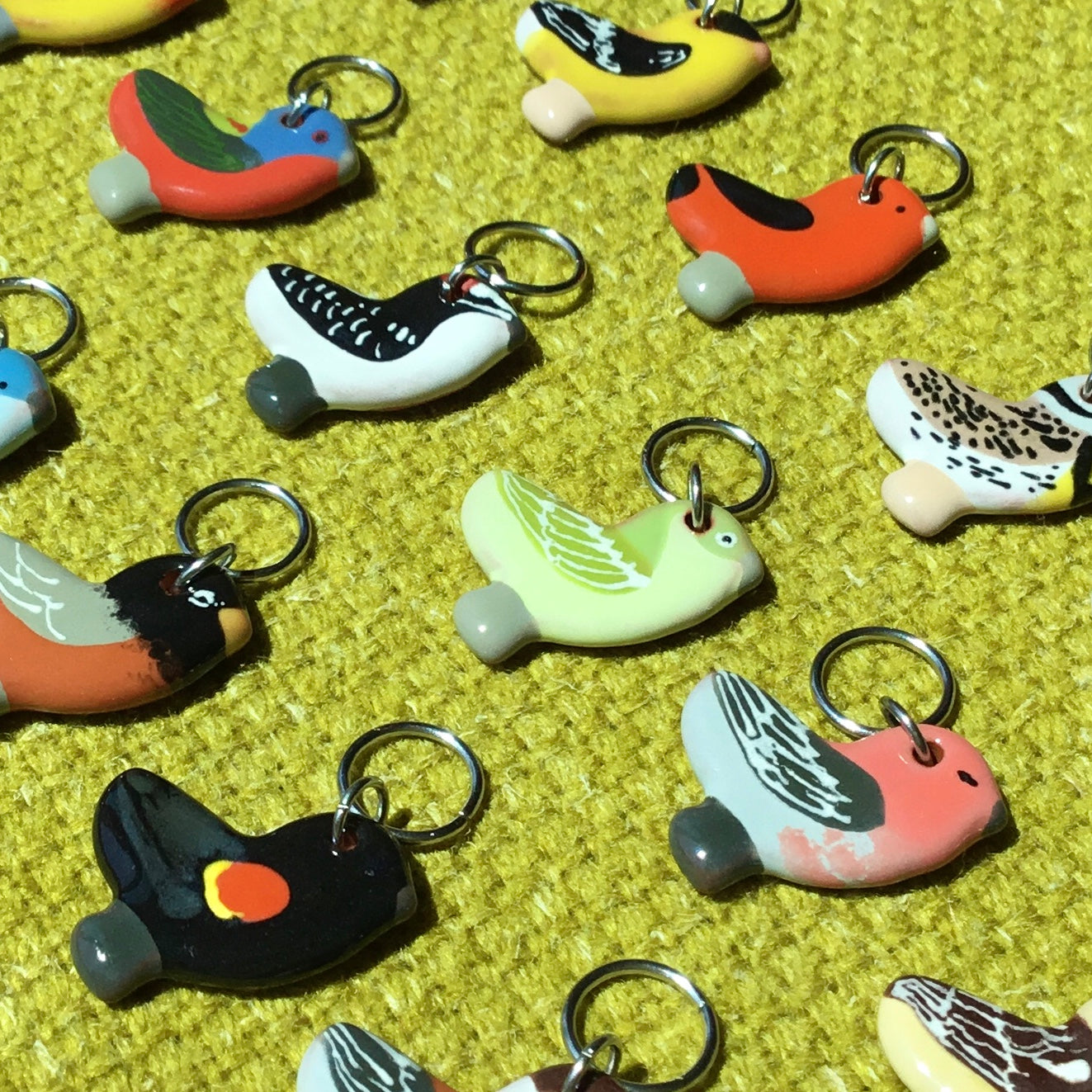 Ceramic Bird Stitch Marker  3/4" x 7/8"
