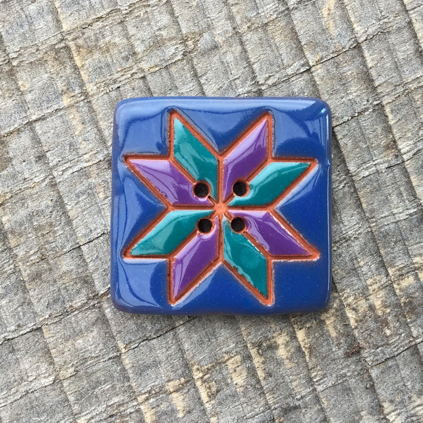 Eight Point Star Quilt Block Button 1-1/16"