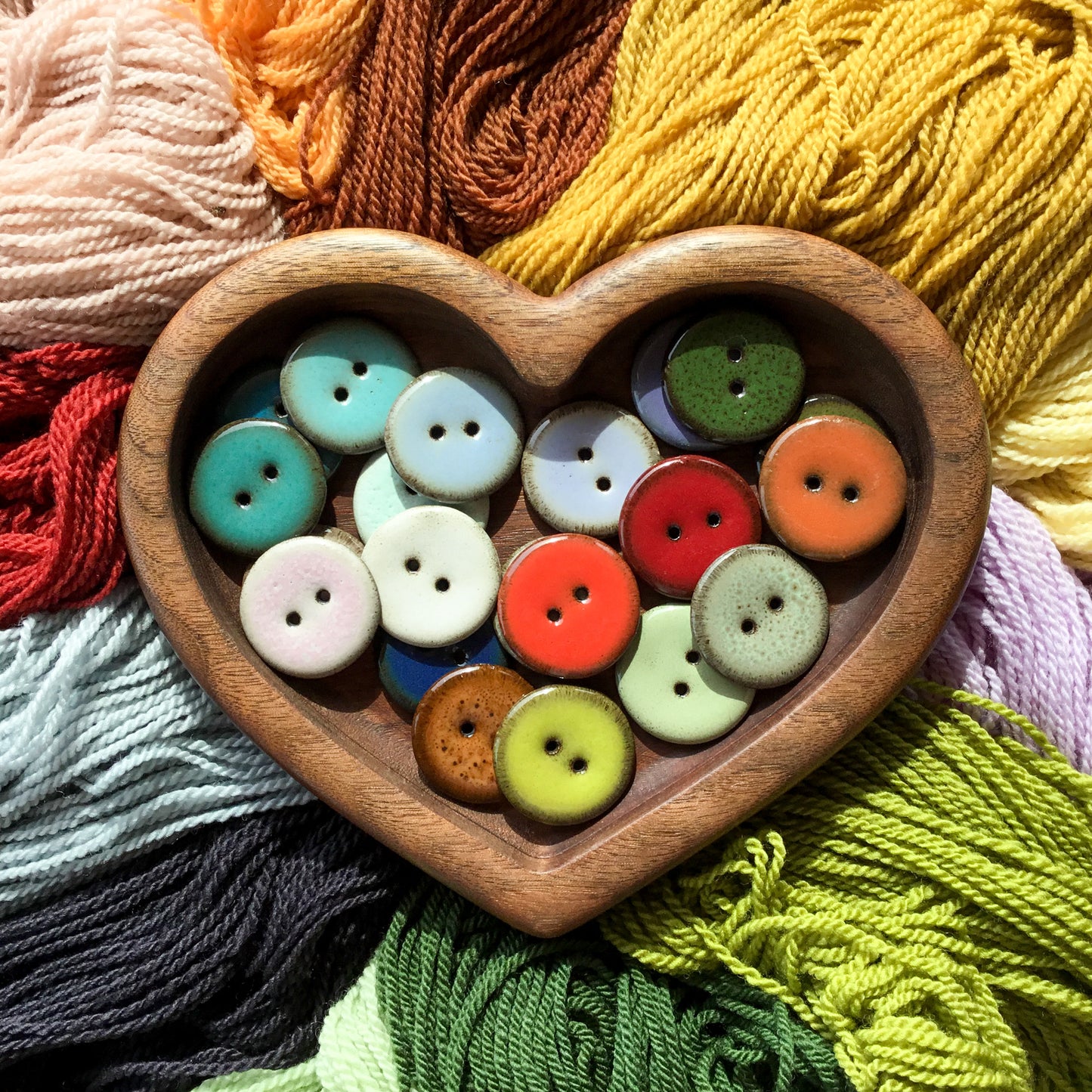 Assorted Colors GLOSSY Black Clay Buttons  1"