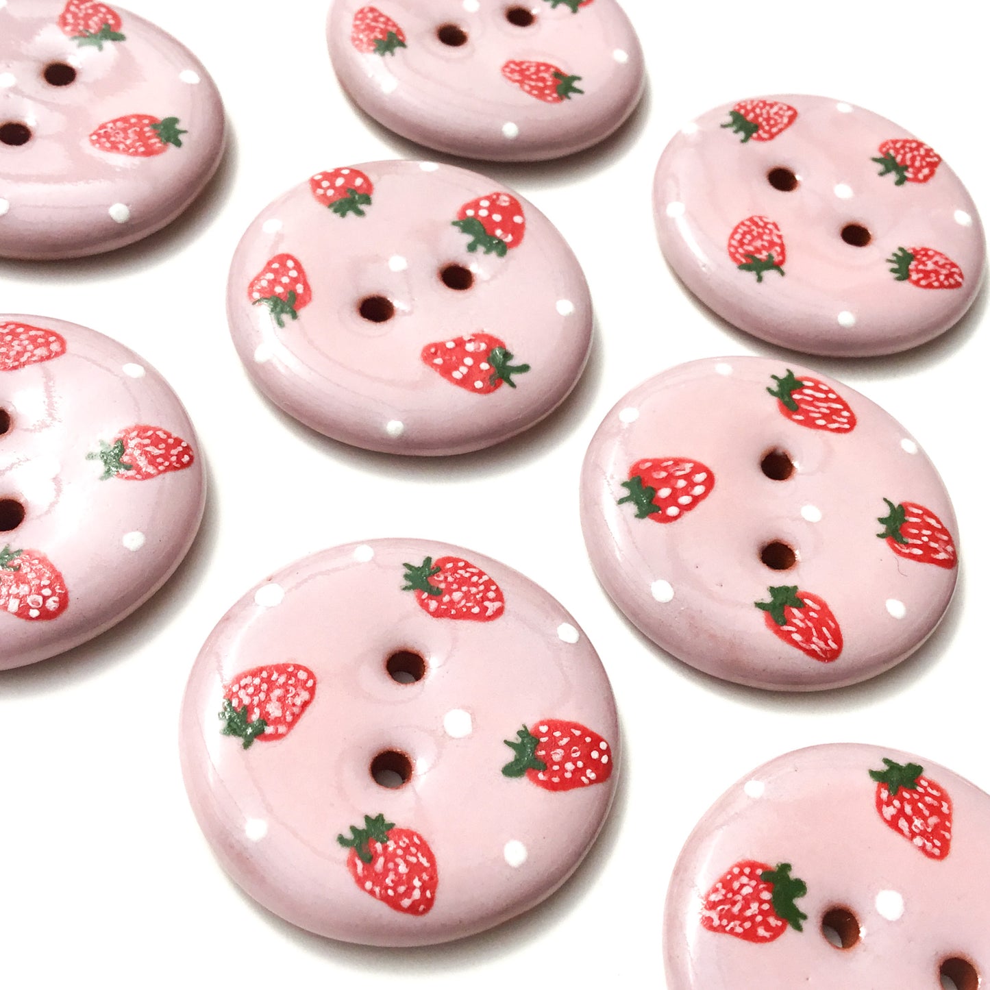 'Strawberry Shake' Ceramic Button  1-1/16"