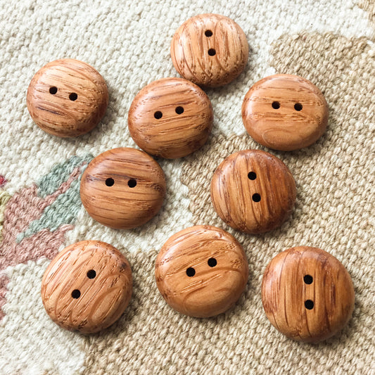 Polished Red Oak Wood Buttons  1"
