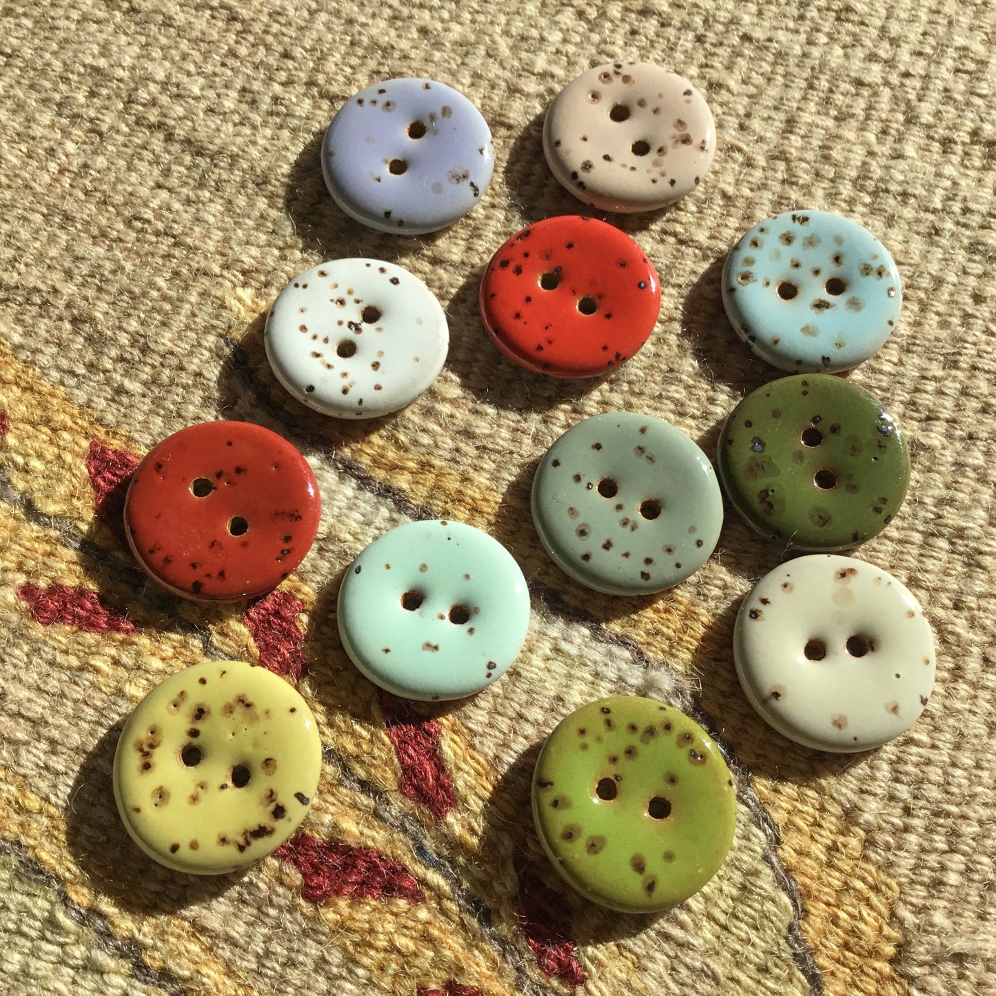 Glossy Fleck Stoneware Button  7/8"