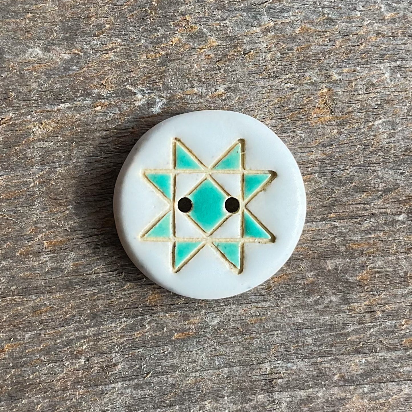 Ohio Star Quilt Block Stoneware Button  ‘Solid Mattes’  7/8”