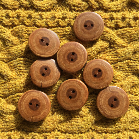 Polished Cherry Wood Cross-section Buttons  1-1/8”