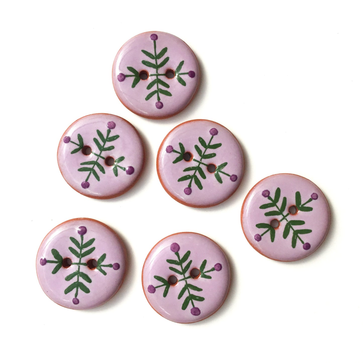 ‘Bud & Vine’ Ceramic Button  7/8"