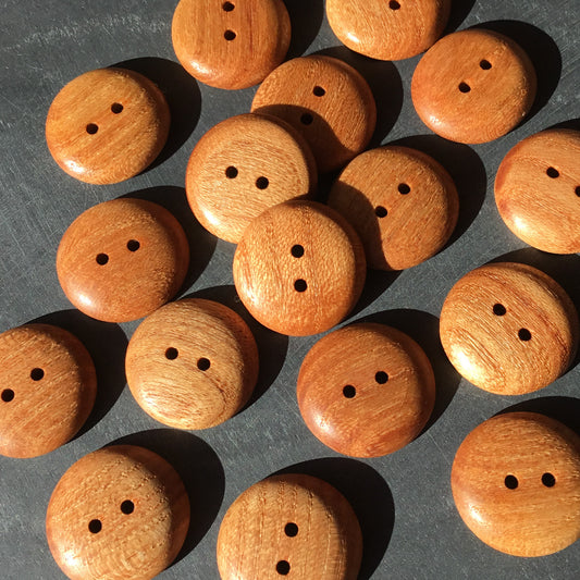 Polished Honey Locust Wood Buttons  1"