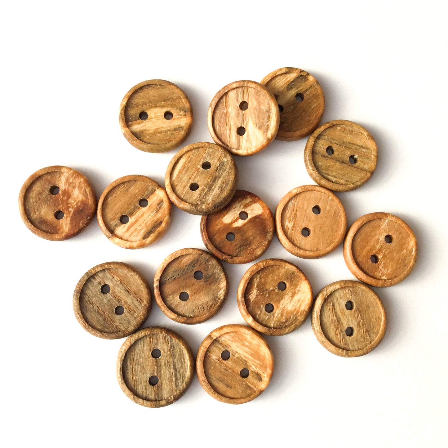Discontinued - Bead Rim Spalted Ash Wood Buttons - 3/4”