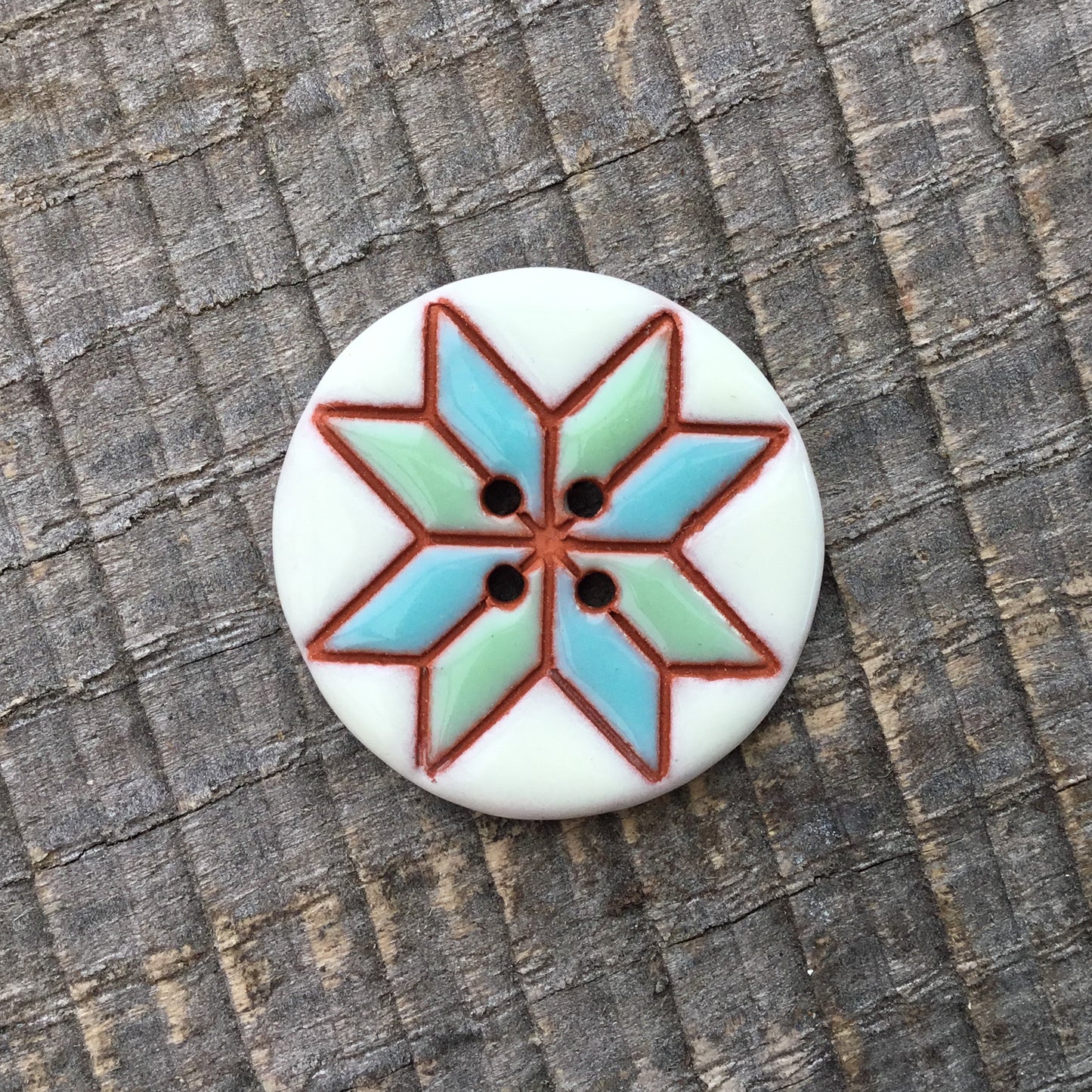 Eight Point Star Quilt Block Button 1-1/16"