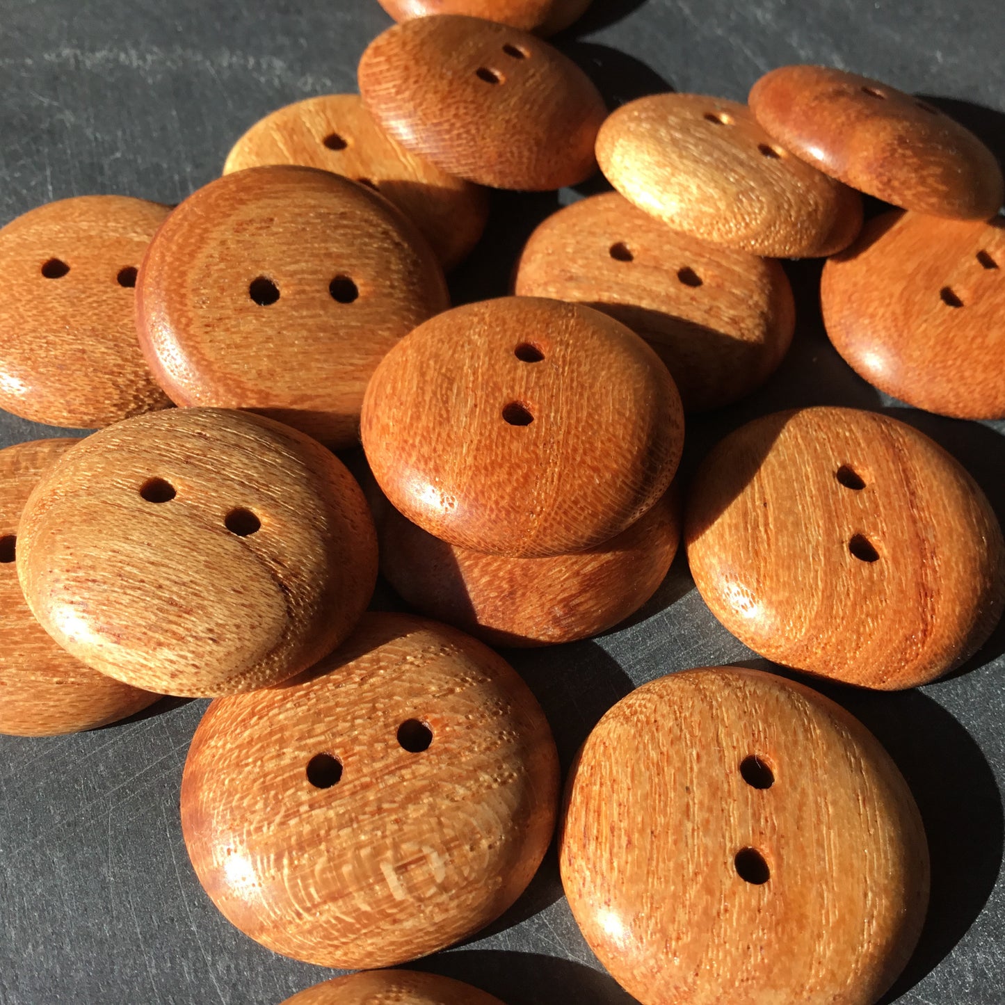 Polished Honey Locust Wood Buttons  1"