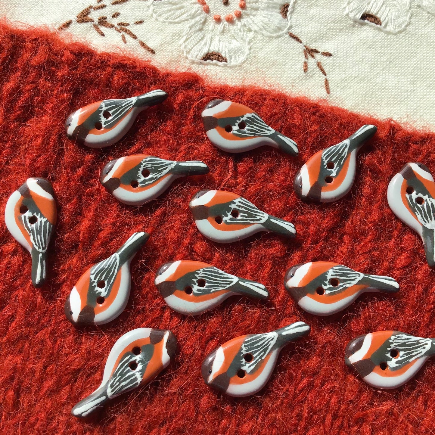 Ceramic Perching Songbird Button *NEW SPECIES! 1/2” x 1-1/8"