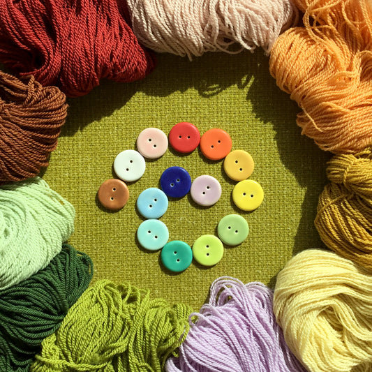 Assorted Colors MATTE Porcelain Buttons  1"