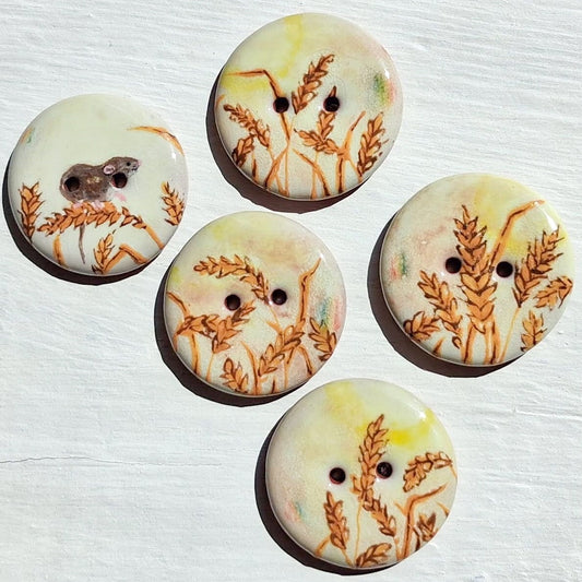 ‘Harvest Time Mouse’ 1-1/16” one-of-a-kind 5-pack