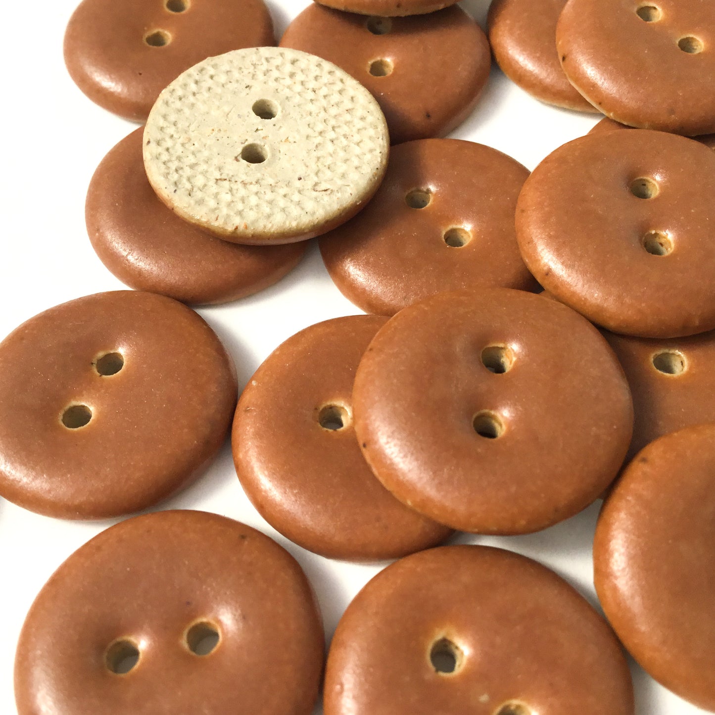 Matte Brown Stoneware Button  3/4"