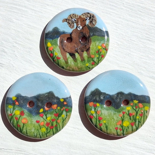 ‘Rocky Mountain Bighorn Sheep’ 1-1/16” one-of-a-kind 3-pack