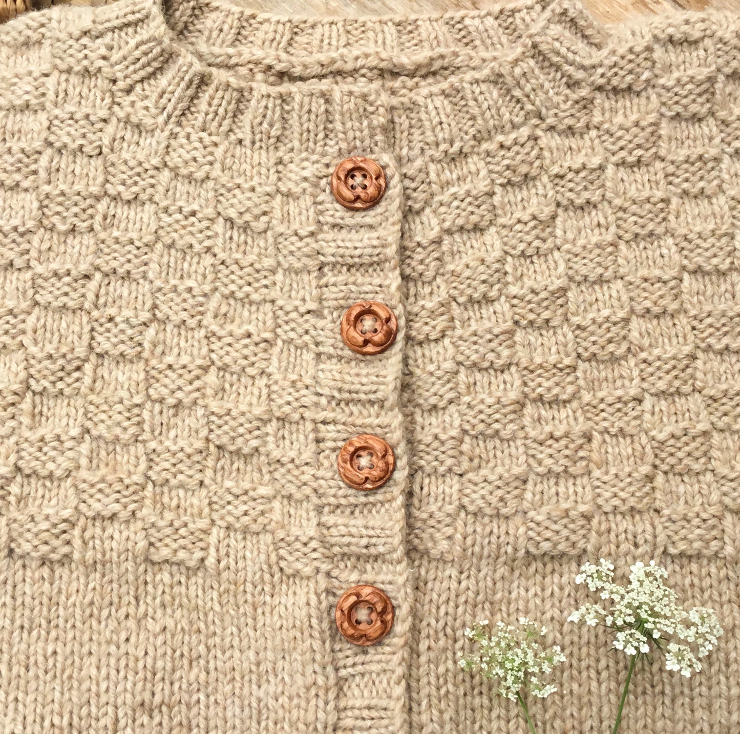 ‘Forest Flowers’ Red Oak Wood Buttons  3/4”