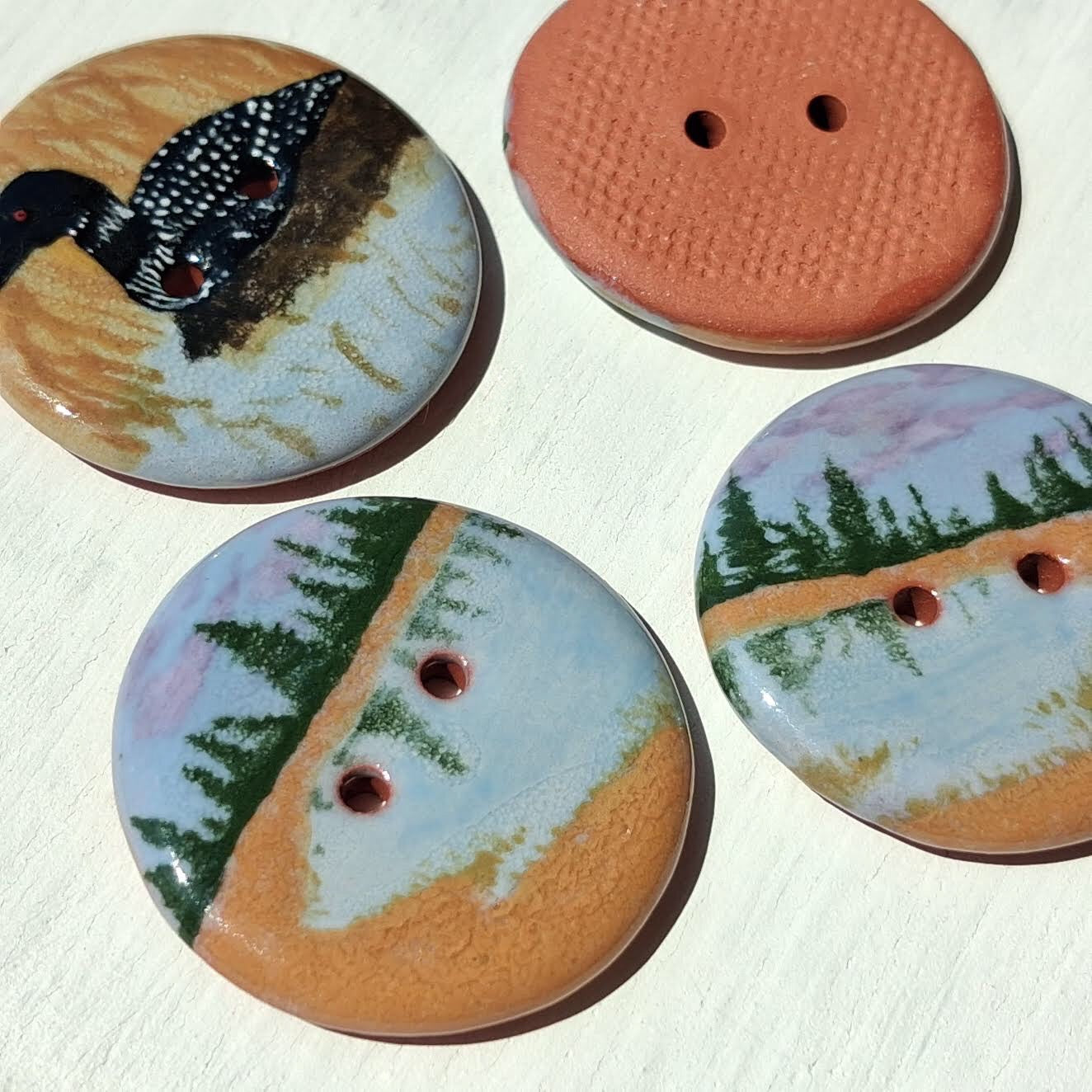 ‘Loon At Dusk’ 1-1/16” one-of-a-kind 4-pack