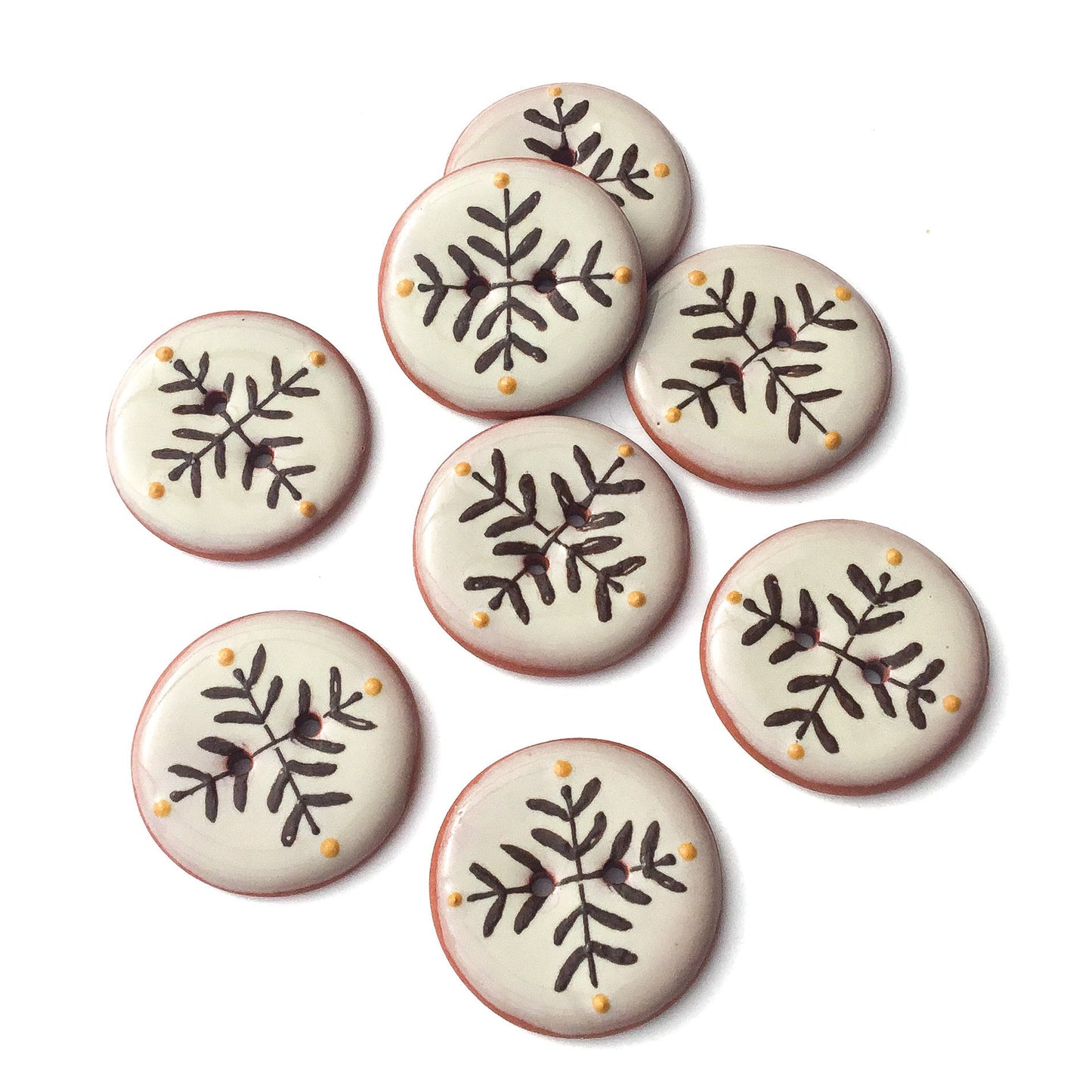 Woodsy ‘Bud & Vine’ Ceramic Button  1-1/16"