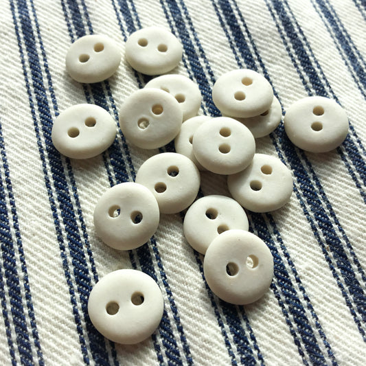 Raw White Porcelain Button  7/16"
