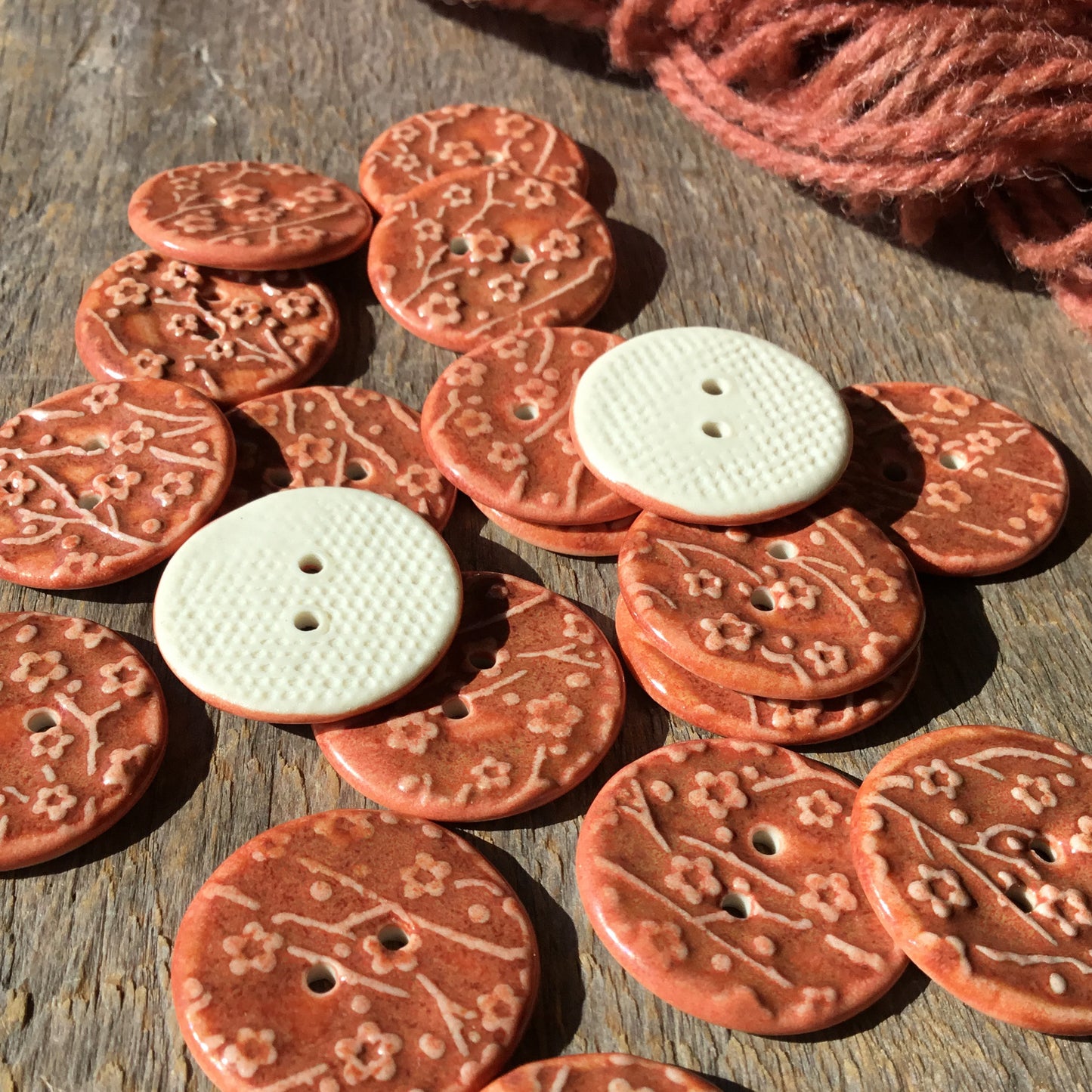 ‘Spiced Plum’ Plum Blossom Porcelain Button  1"