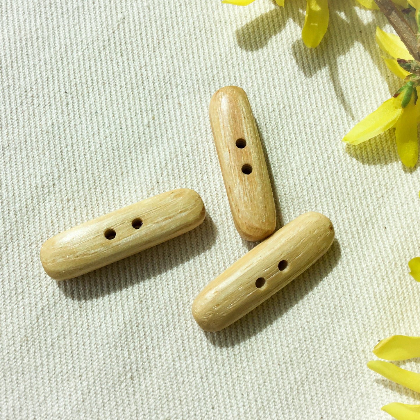 Polished Ash Wood Toggle Buttons