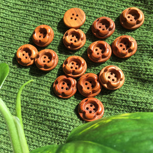 ‘Forest Flowers’ Mineral Cherry Wood Buttons  3/4”