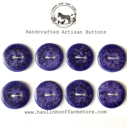 ‘Purple Crystals’ Porcelain Buttons  1"  - 8 Pack