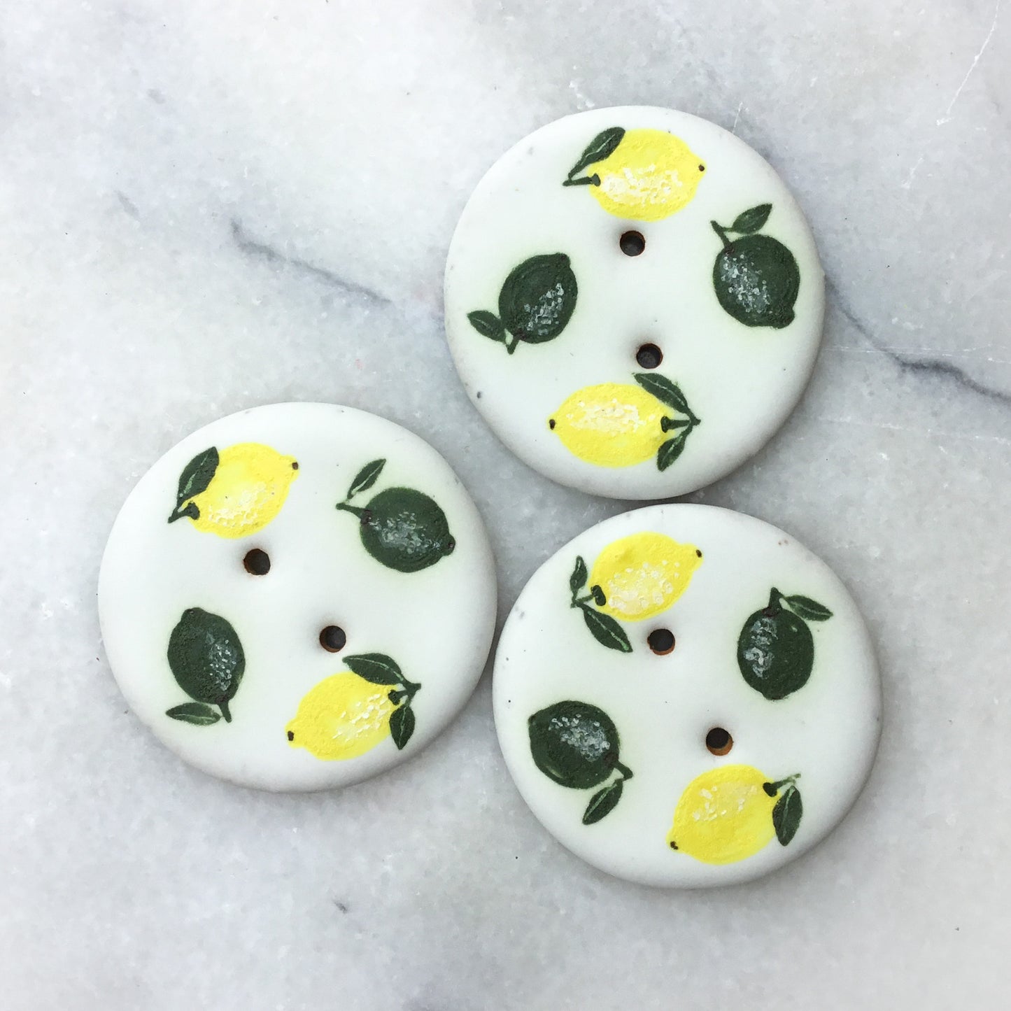 ‘Fruit Salad’ Stoneware Fruit Buttons  1-3/8”