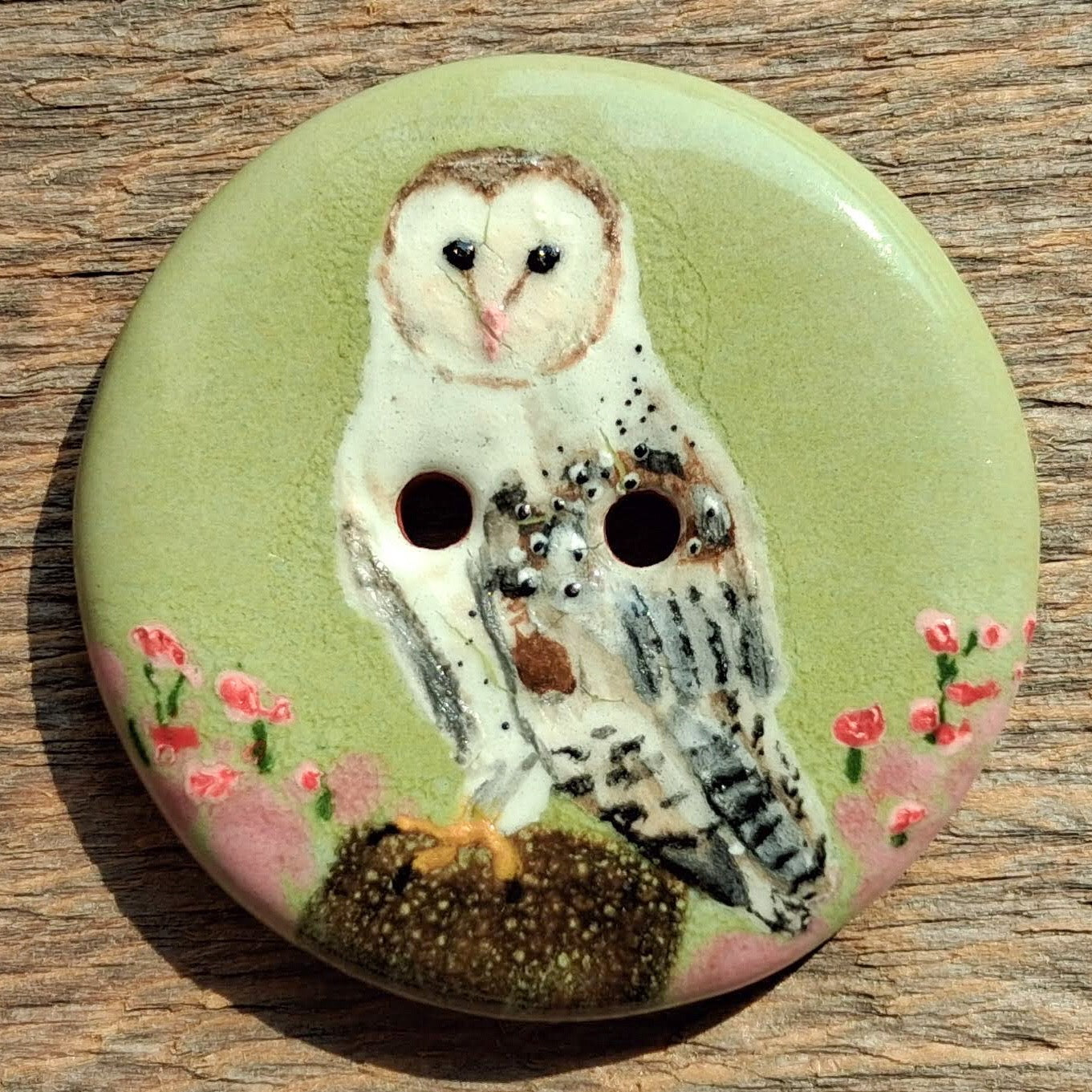 ‘Barn Owl Wildflower Field’ 1-1/16” one-of-a-kind 4-pack