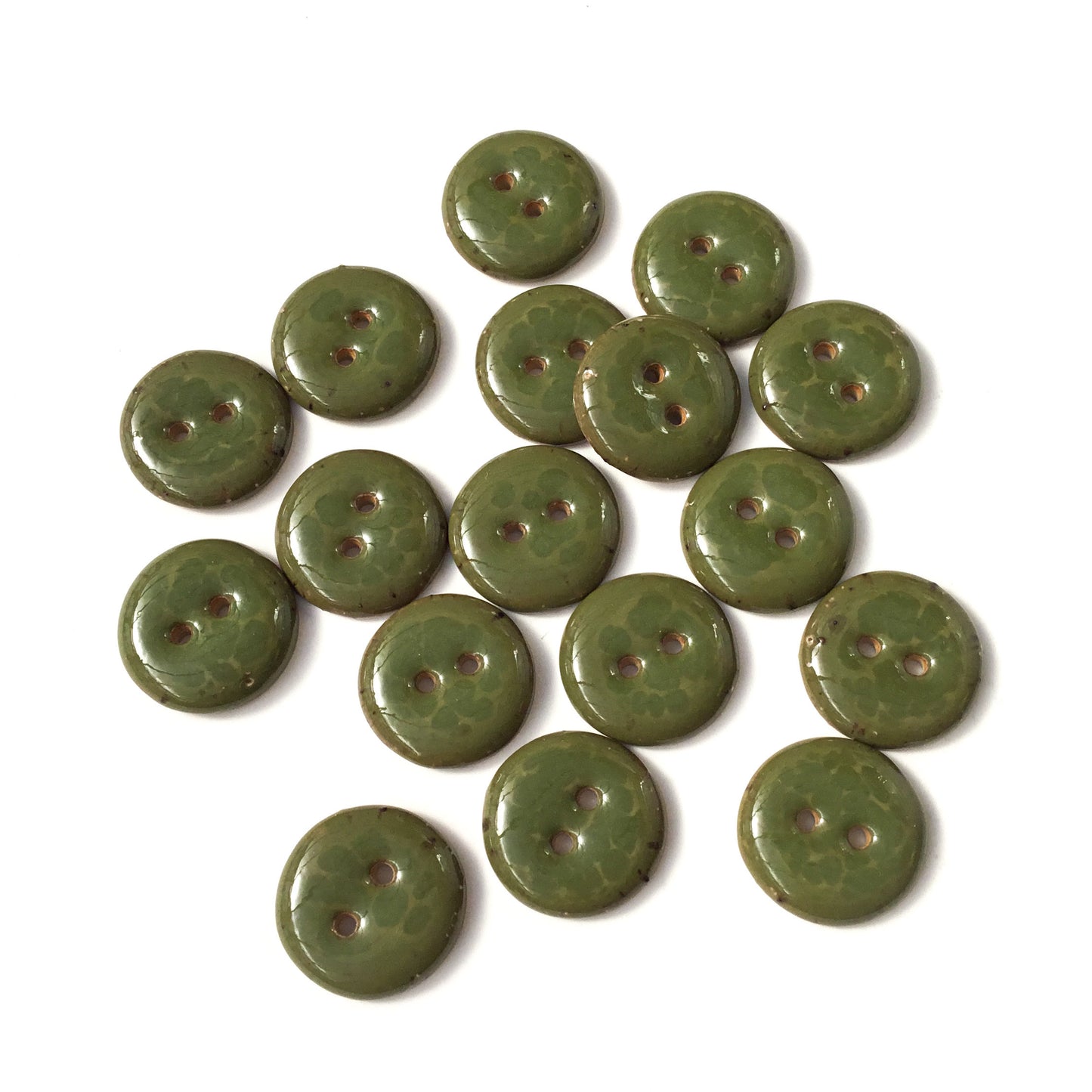 Olive Green Stoneware Button  3/4"