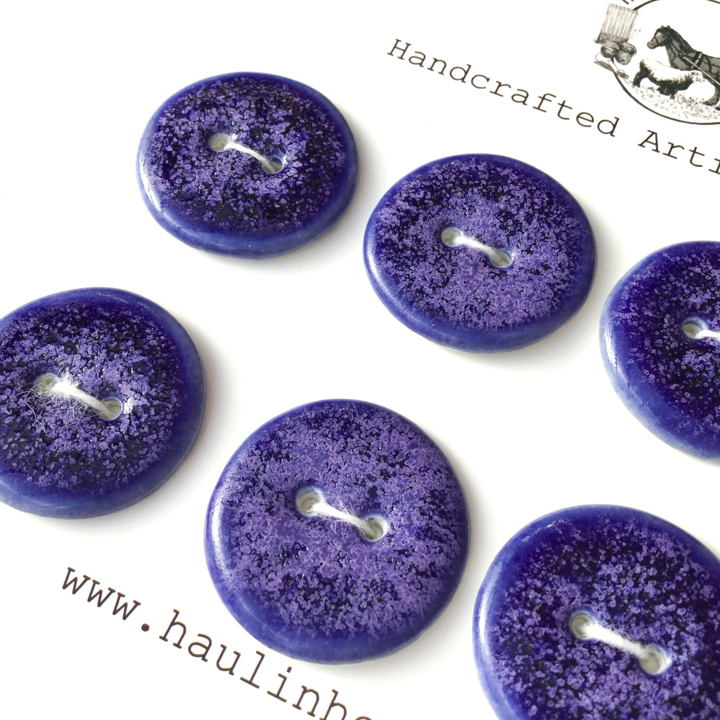 ‘Purple Crystals’ Porcelain Buttons  1"  - 8 Pack