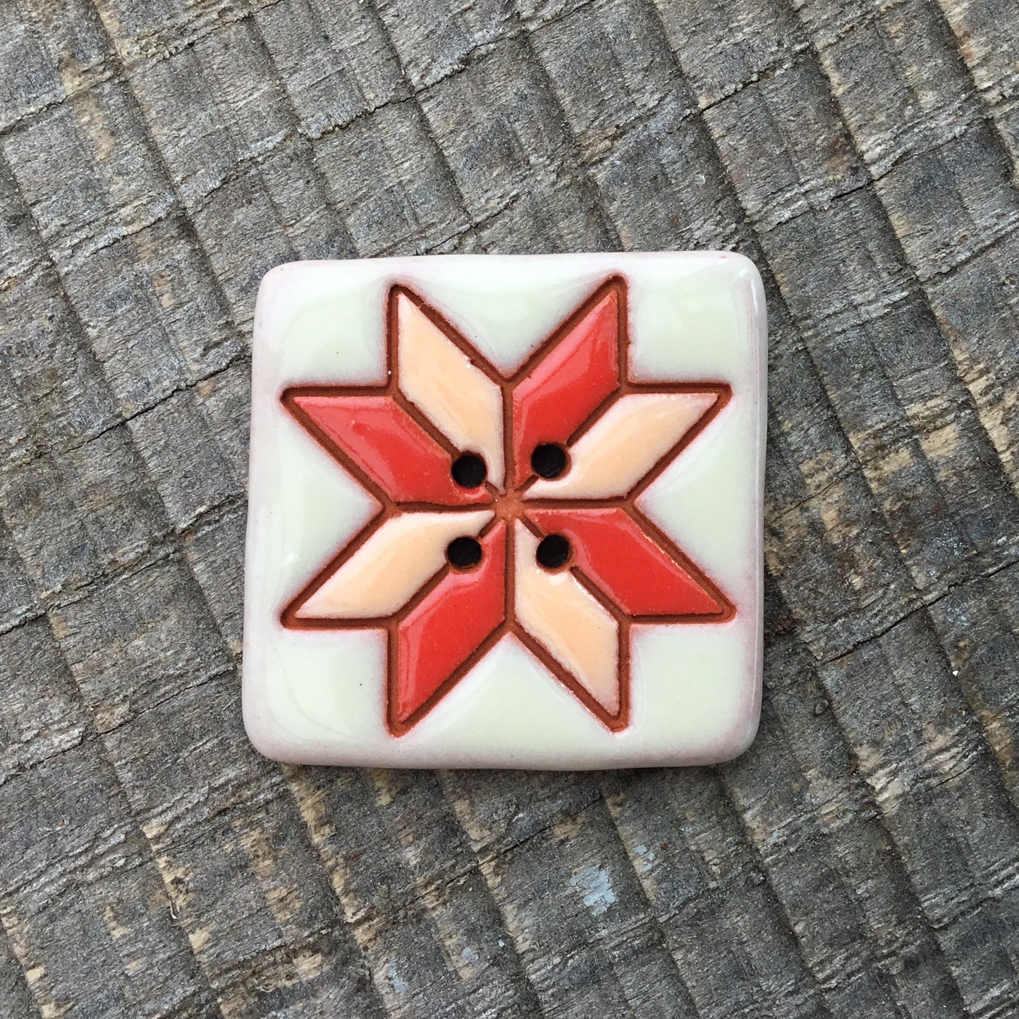 Eight Point Star Quilt Block Button 1-1/16"