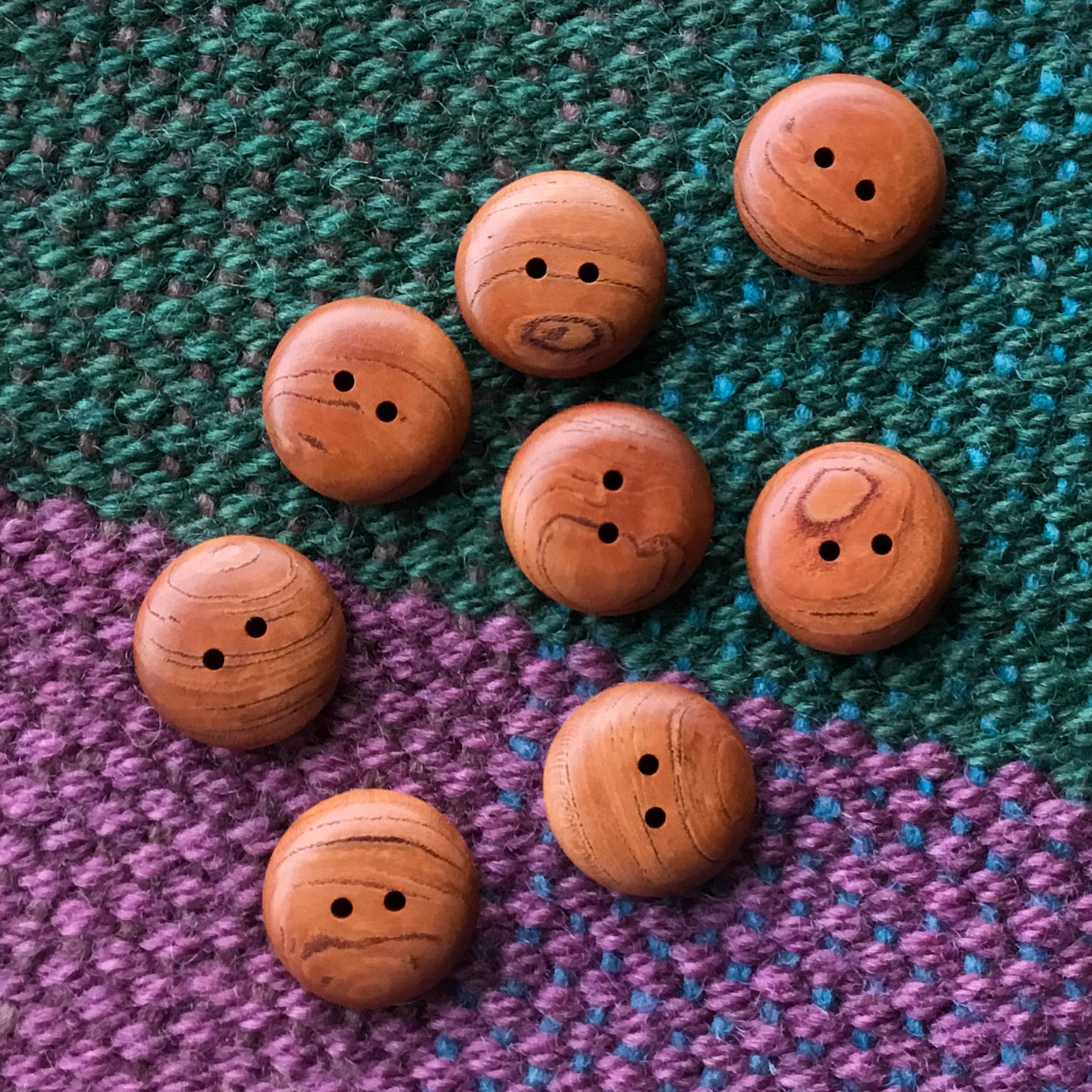 Mineral Streaked Polished Cherry Wood Button - 7/8” & 1” size