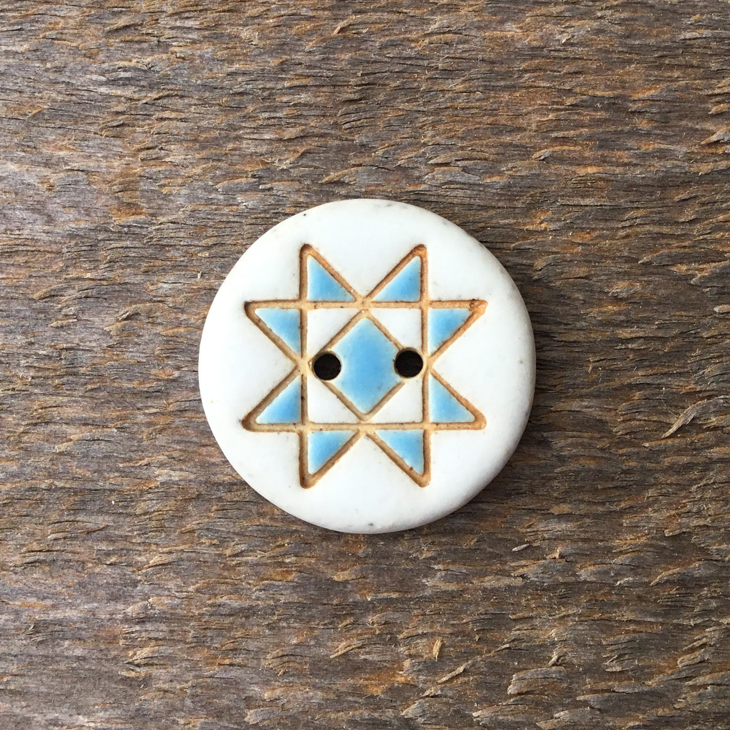 Ohio Star Quilt Block Stoneware Button  ‘Solid Mattes’  7/8”