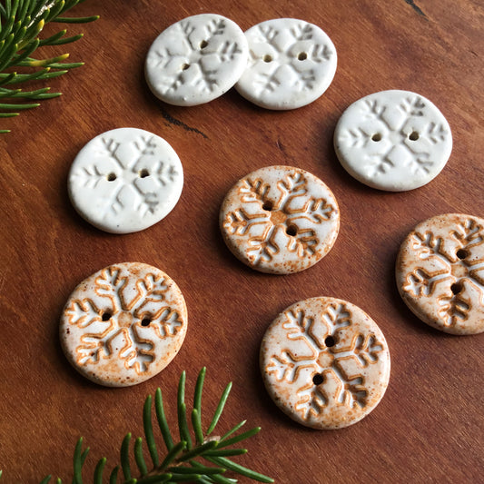 Stoneware Snowflake Button  15/16"