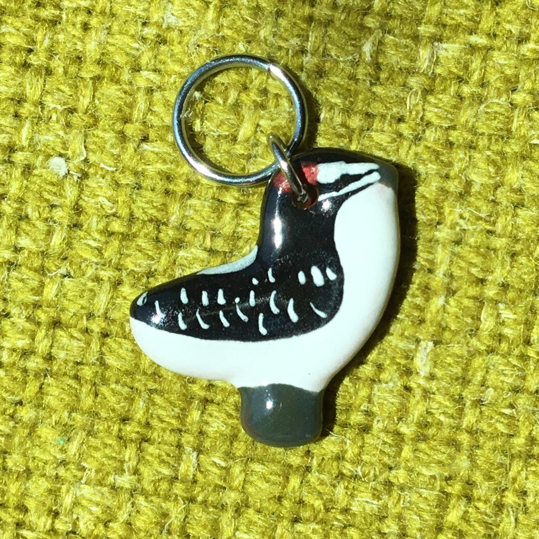 Ceramic Bird Stitch Marker  3/4" x 7/8"