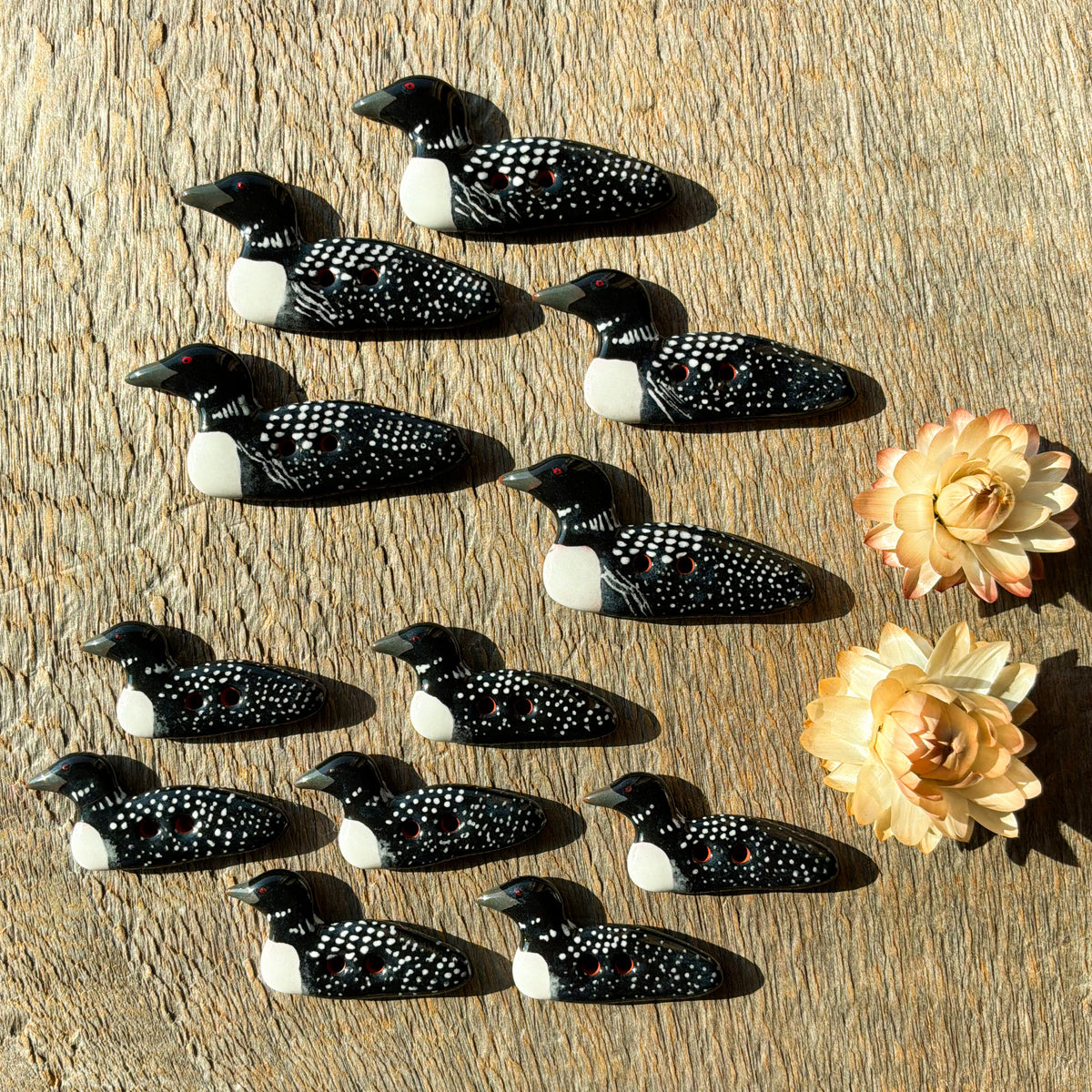 New Look! Ceramic Loon Buttons - two sizes