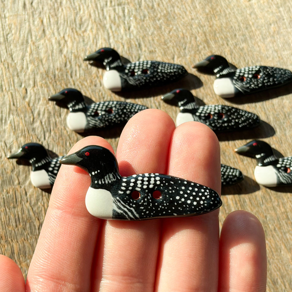 New Look! Ceramic Loon Buttons - two sizes